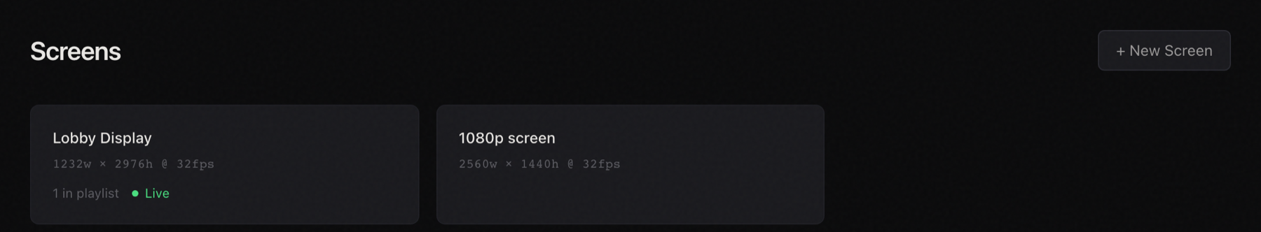 Every screen in one account, each with its own shape