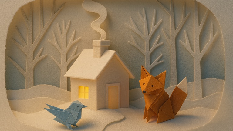 The folded paper house